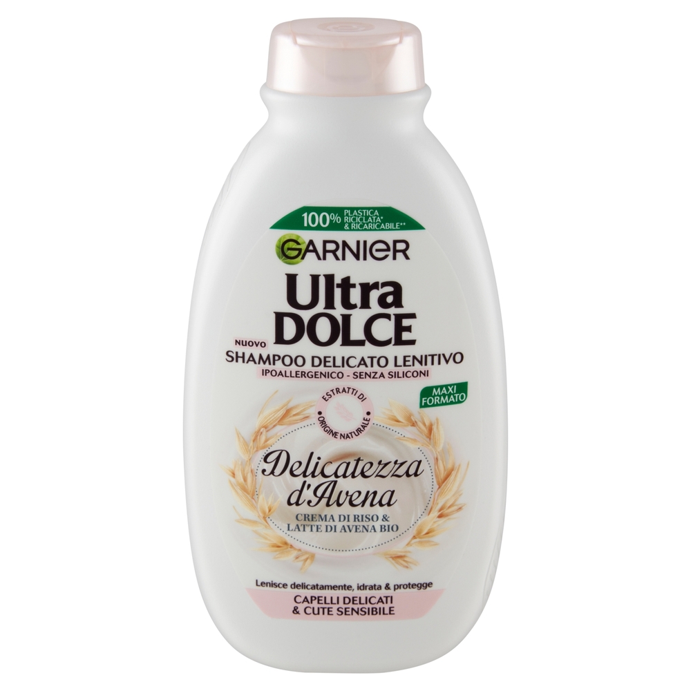 Garnier Ultra Dolce Shampoo Delicatezza D'Avena capelli delicati Crema di riso e latte d'avena 300ml